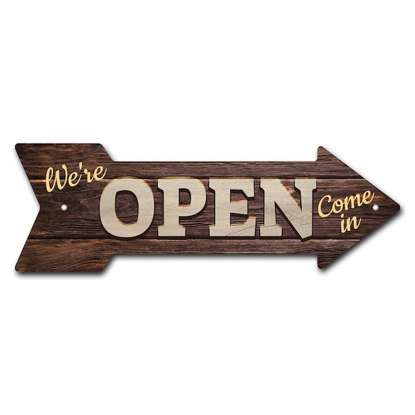 Signmission Open 2 Arrow Sign Funny Home Decor 30in Wide P-ARROW10-999695 - main